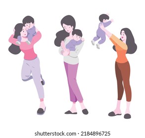 Mother's Day picture of a mother holding her child. There are many pictures.

