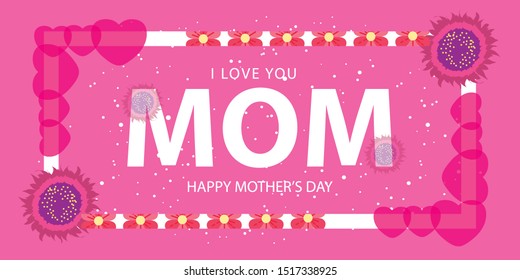 Mother's day pink design with beautiful blossom flowers