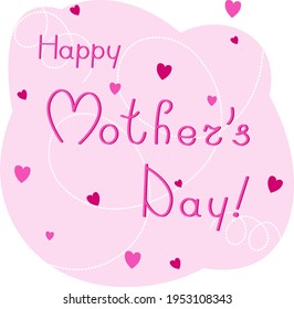 Mother's day pink vector banner with hearts.