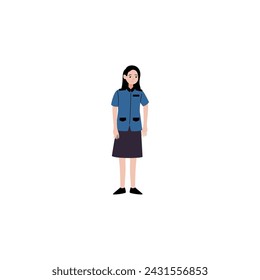 mother's day pose in blue dress woman