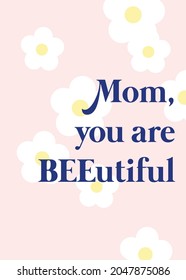 Mother's Day postcard. Congratulation for women. Pink card for party. Letter for mother