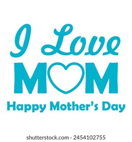 Mother's Day postcard with heart gift on white background. Vector symbol and calligraphy in heart shape for card design. Vector.