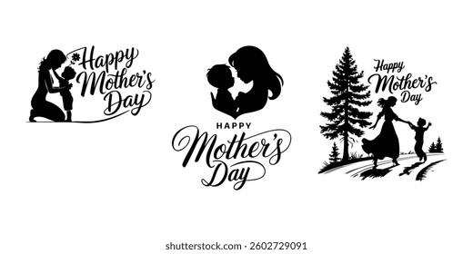 Mother's Day poster, background, card with hearts. Vector Happy Mothers Day, pink flower calligraphy poster. Vector chamomile blossom decoration for