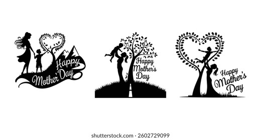 Mother's Day poster, background, card with hearts. Vector Happy Mothers Day, pink flower calligraphy poster. Vector chamomile blossom decoration for