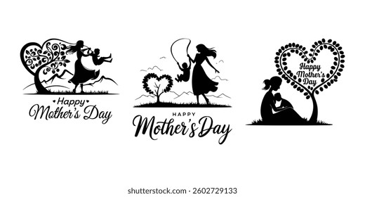 Mother's Day poster, background, card with hearts. Vector Happy Mothers Day, pink flower calligraphy poster. Vector chamomile blossom decoration for