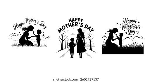 Mother's Day poster, background, card with hearts. Vector Happy Mothers Day, pink flower calligraphy poster. Vector chamomile blossom decoration for