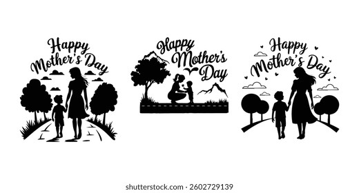 Mother's Day poster, background, card with hearts. Vector Happy Mothers Day, pink flower calligraphy poster. Vector chamomile blossom decoration for