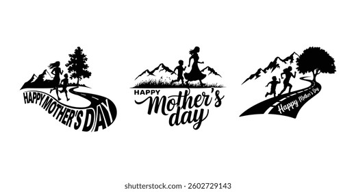 Mother's Day poster, background, card with hearts. Vector Happy Mothers Day, pink flower calligraphy poster. Vector chamomile blossom decoration for