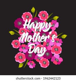 Mother's Day poster decorated with folk elements and floral motifs, vector illustration