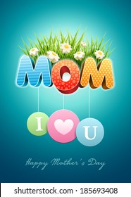 Mother's Day Poster design template. Elements are layered separately in vector file.