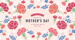 Mother's Day Poster, Greeting Card, Background Design With Beautiful Carnation Flowers.