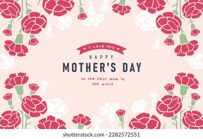 Mother's day poster, greeting card, background design with beautiful Carnation flowers.