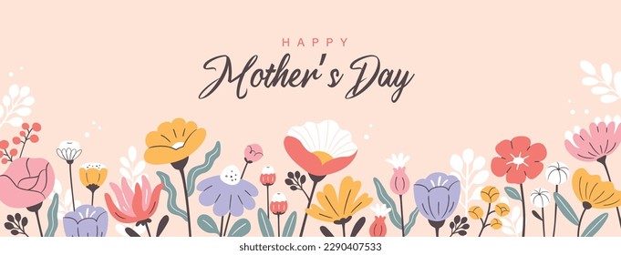 Mother's day poster, greeting card, background design with beautiful blossom flowers.