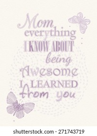 Mothers day poster with text and butterflies.