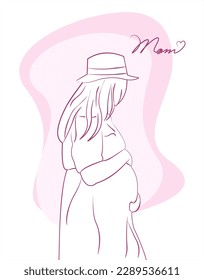 Mother's Day. Pregnant woman in a dress. Future mother. Tenderness. Gentle mood. Mother's love.