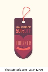 Mother's Day Price Concept Tag, Banner, Vertical Label Vector Design