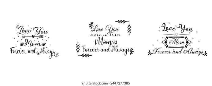 Mother's Day  Quotes Bundle. Mom lettering vector, sticker set