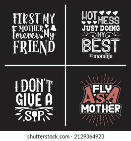 Mother's day quotes design bundle vector graphic.