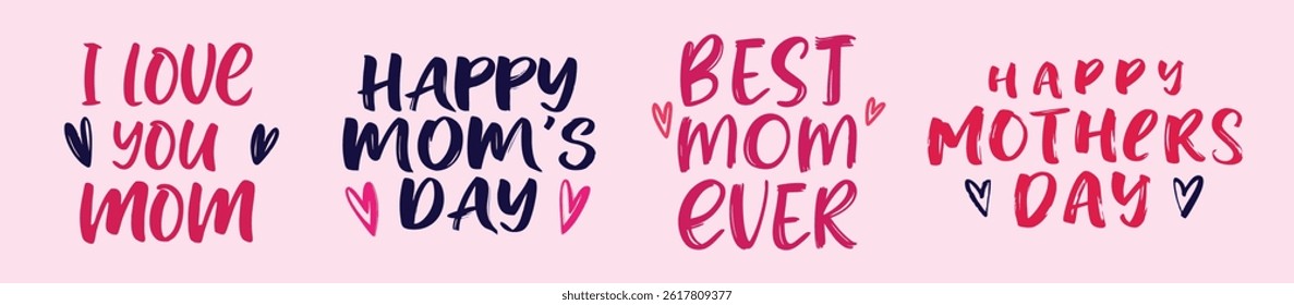 Mother's Day Quotes Set vector illustration