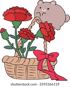 Mother's Day red carnation bear