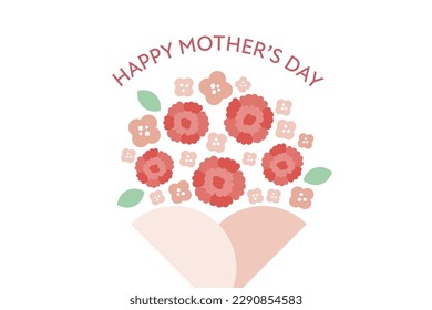 Mother's day red carnation bouquet vector illustration background