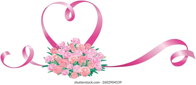 Mother's Day red carnation bouquet and ribbon A