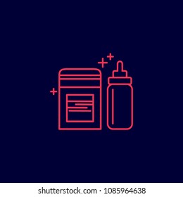 Mother's day red neon icons with dark background vector 
