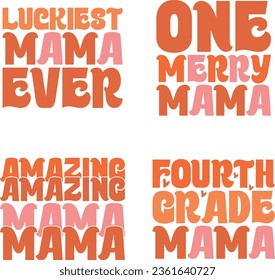mother's day retro svg design bundle and eps file
