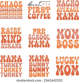 mother's day retro svg design bundle and eps file
