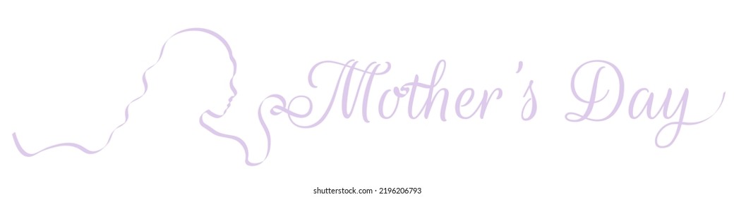 Mother's Day Ribbon Calligraphy vector art with woman's silhouette. Editable Vector EPS 10. Isolated on white background.