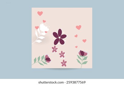Mother's Day. Romantic Floral Background with Hearts. Vector Illustration for Valentine's Day, Wedding Invitations, and Love Cards, etc.