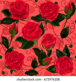 Mothers Day. Rose Flowers. Vector illustration.Women's Day. Background Beautiful. Lettering. Card. Banners. Flayers, Invitation, Posters, Brochure, Trendy Design Template. Cute seamless pattern.