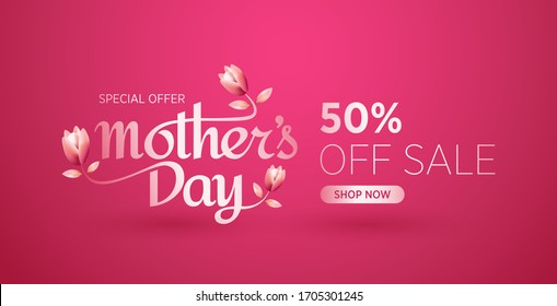 Mother's day sale banner design template. Mother's day sale special offer 