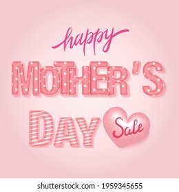 Mother's Day sale banner or poster on pink background. Promotion and shopping template