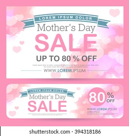 mother's day Sale Banner poster tag design.  voucher template.Vector illustration