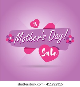 Mothers Day Sale Banner. Vector Flower Illustration