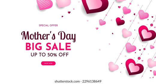 Mother's day sale poster or holiday shop seasonal discount offer banner
