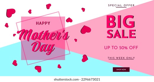 Mother's day sale poster or holiday shop seasonal discount offer banner