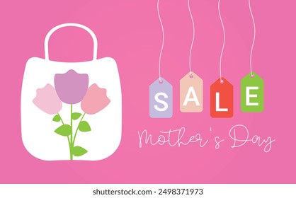 Mother's Day sale vector promotion display poster in modern and simple style