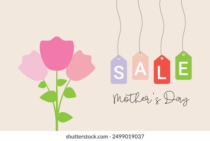 Mother's Day sale vector promotion display poster in modern and simple style	