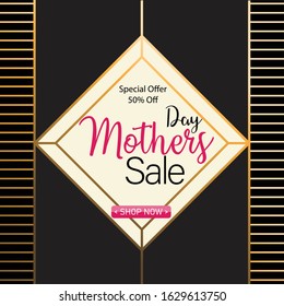 mothers day sales with black background and diamond frame style art deco for sales and flyers