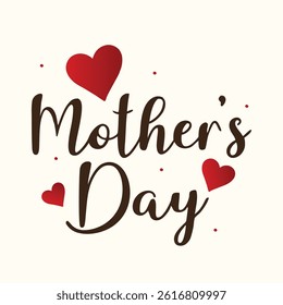 Mother's Day Script Hearts Red vector art