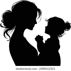 Mother's Day Silhouette, Mother's Love, Mother and Child Silhouette, logo, design, art