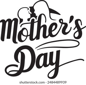 Mothers day silhouette vector illustration art