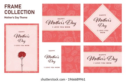 Mother's Day Simple Frame Set with Message Card - Vector Image