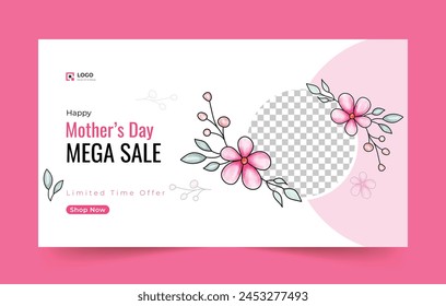 Mother's day social media cover banner with flowers