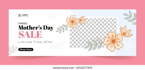 Mother's day social media cover banner with flowers