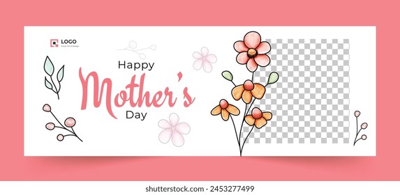 Mother's day social media cover banner with flowers
