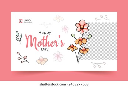 Mother's day social media cover banner with flowers