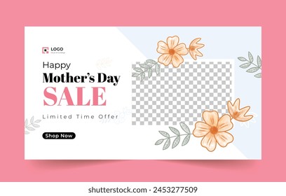 Mother's day social media cover banner with flowers